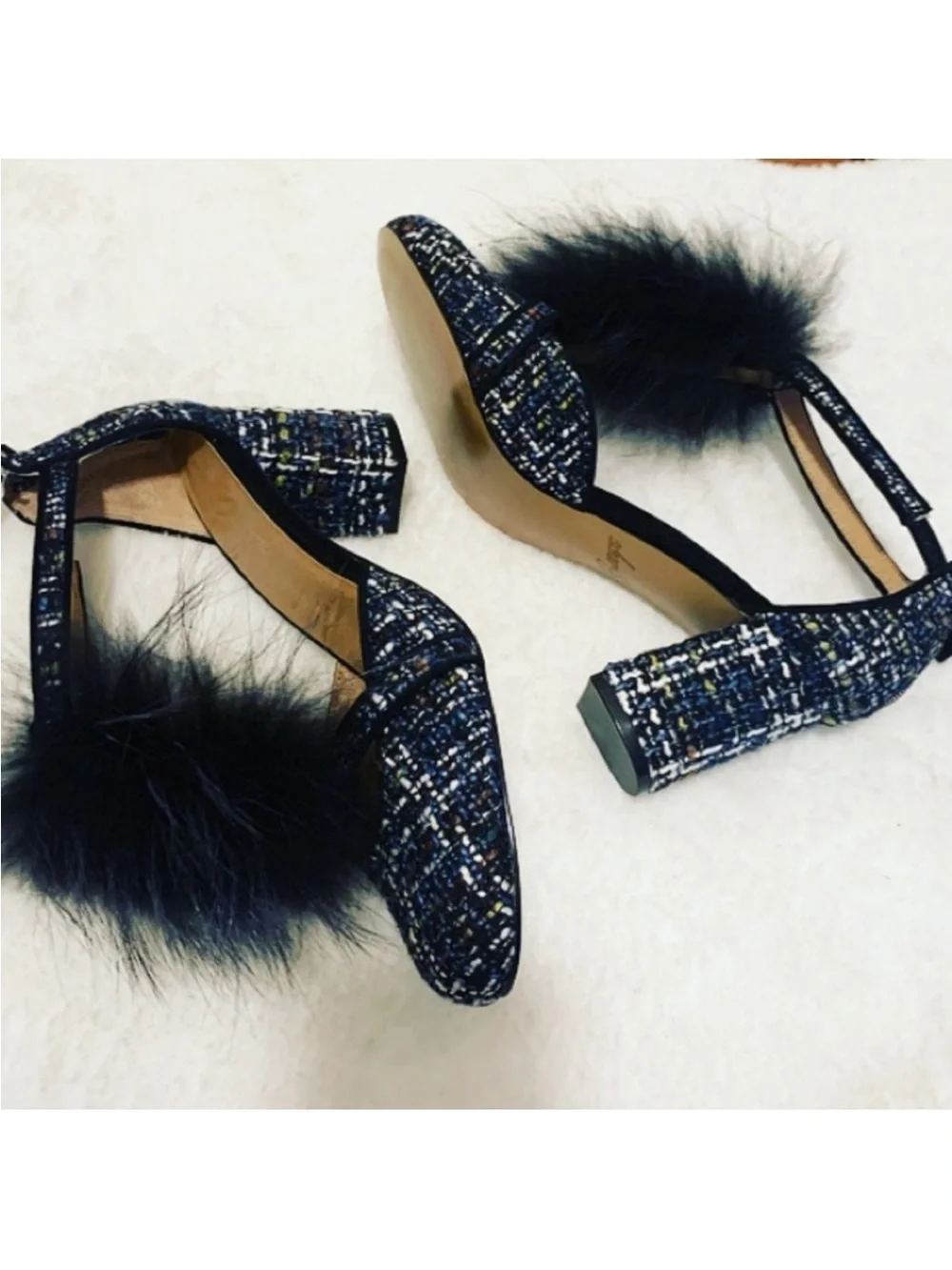 Anthropologie | Bettye by Bettye Muller Faux Fur T-Strap Heels 9.5 NWOT - Picture 4 of 6